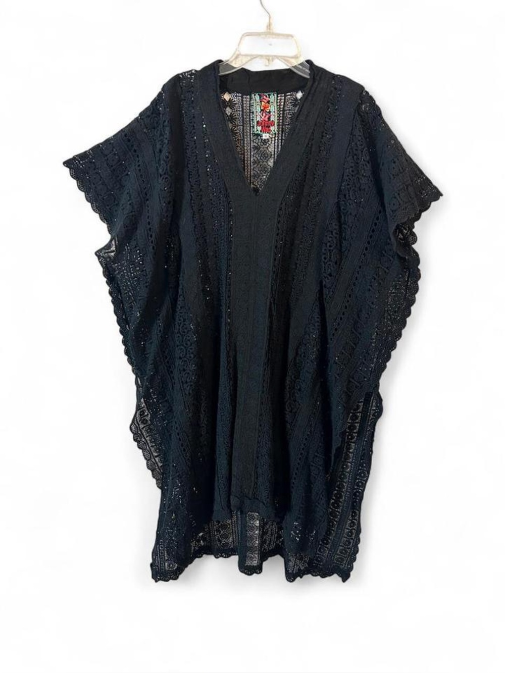 Johnny Was PEARLA Poncho Kaftan scalloped lace boho cotton cover up dress or to
